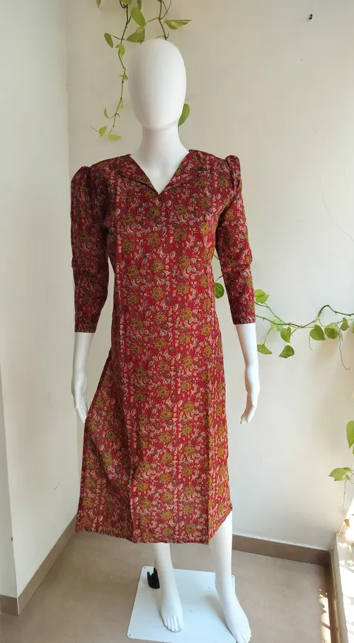  Cotton Mix Flex Kurti - Kalamkari Red